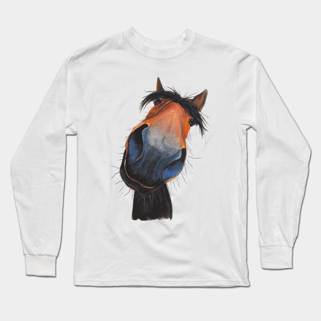 Happy Horse ' HaPPY DaVE ' by Shirley MacArthur Long Sleeve T-Shirt by ShirleyMac